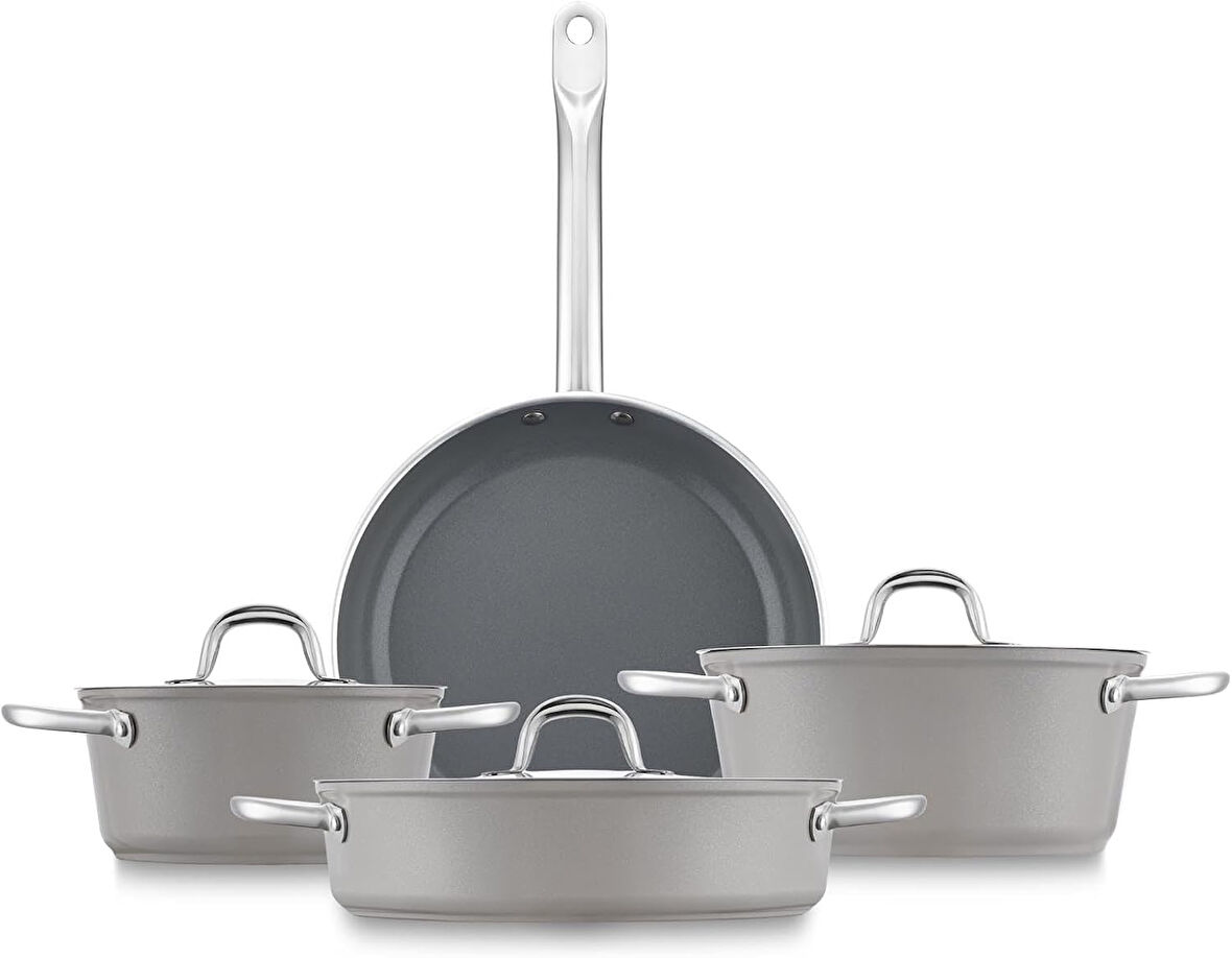 Jumbo Swiss Crystal 7 Parça Tencere Seti Bej