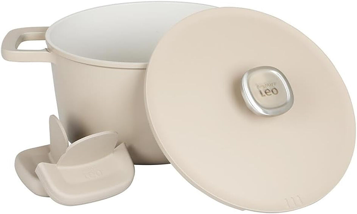 Berghoff Leo Phantom Kapakli Yapişmaz Deri̇n Tencere 24 Cm Latte