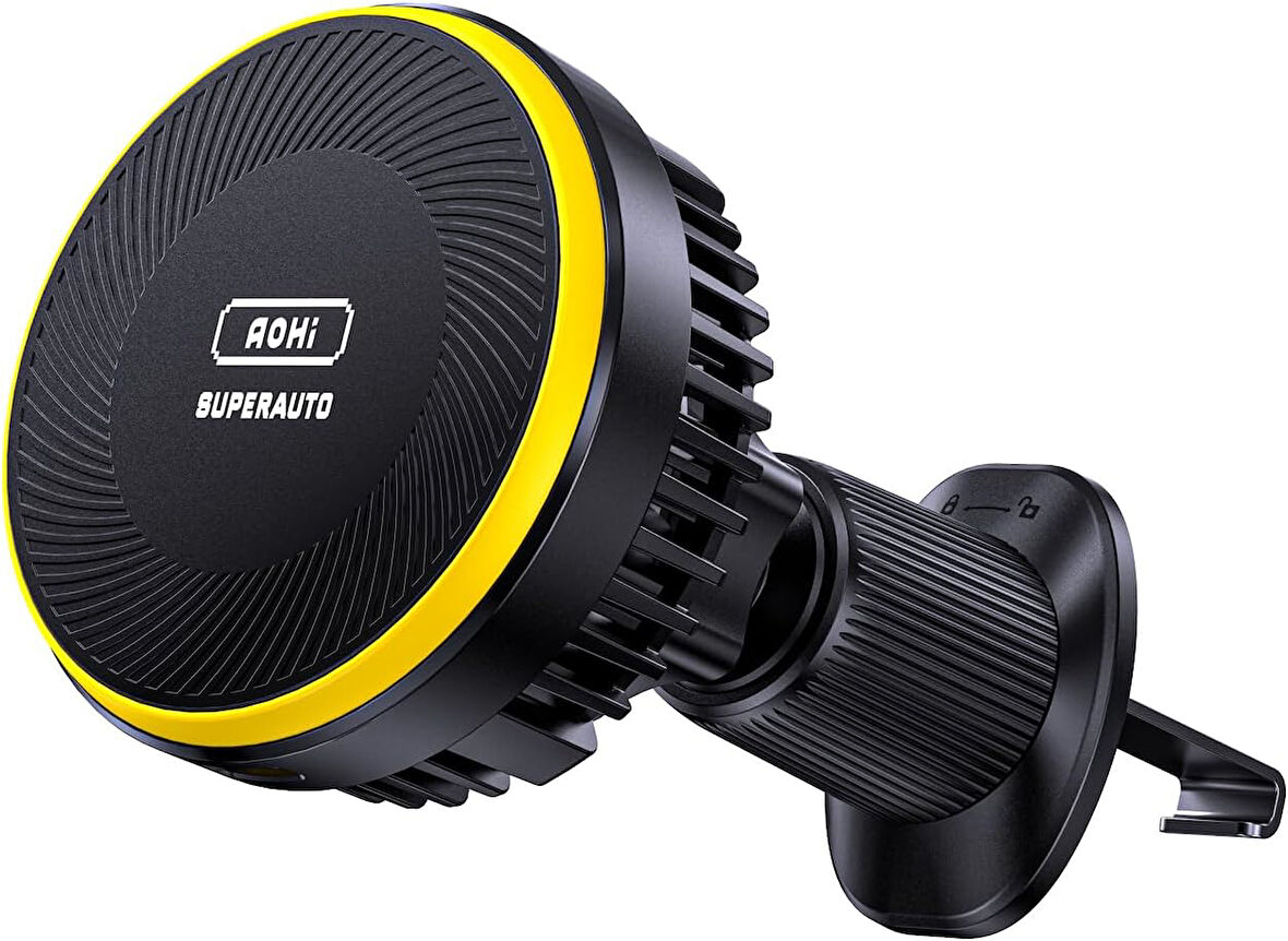 Aohi Kendinden Soğutmalı Magsafe Araç Montaj Şarj Cihazı, 15 W Kablosuz Manyetik Telefon Tutucu Süpe