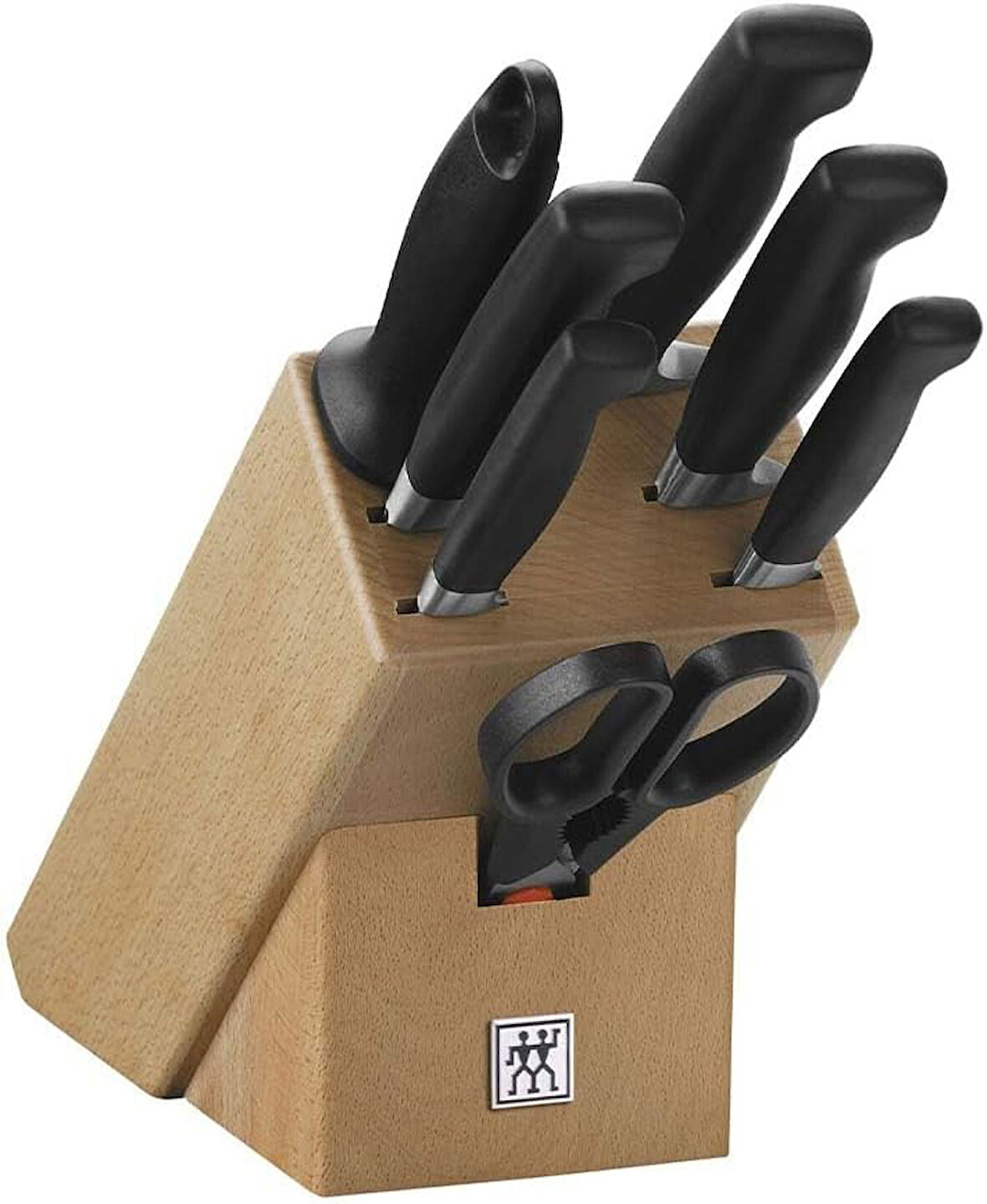 Zwilling Four Star 8 Parça Blok Bıçak Seti Doğal Ahşap Bloklu, Paslanmaz Çelik Ve Ahşap, Siyah