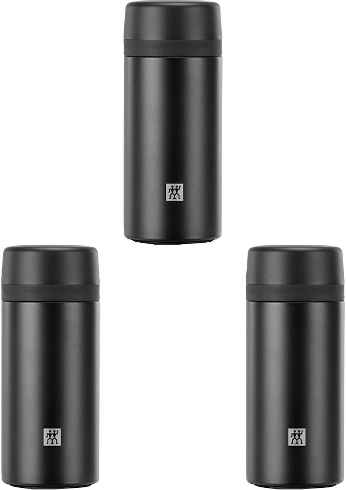 Zwilling Thermo Çay Demlikli Matara, Paslanmaz Çelik, Siyah, 420 Ml 3Lü Paket