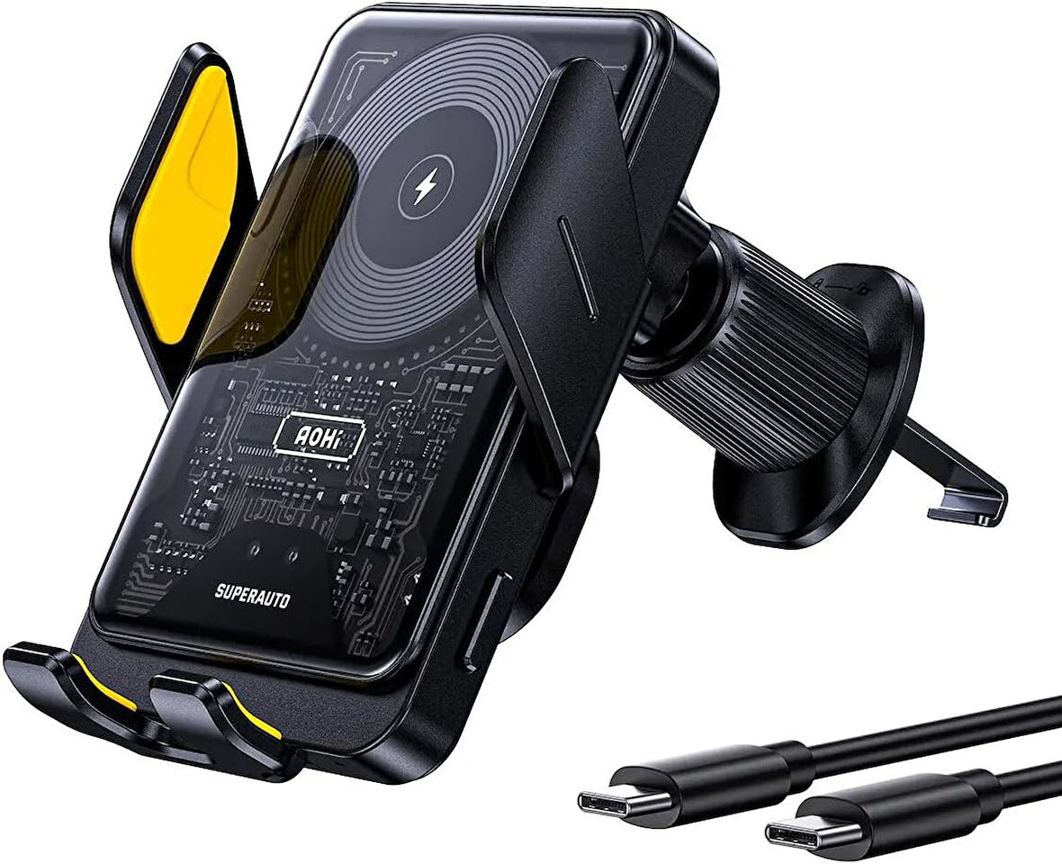 Aohi Superauto Araç İçi Şarjı, 15W Hızlı Şarj Aleti, Siyah