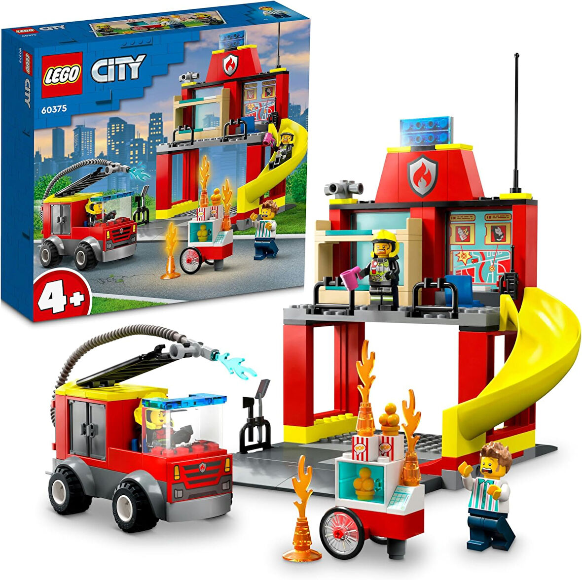 Lego® City İtfaiye Merkezi Ve İtfaiye Kamyonu 60375-4 Yaş Ve Üzeri İçin 3 Minifigür İçeren Eğlenceli