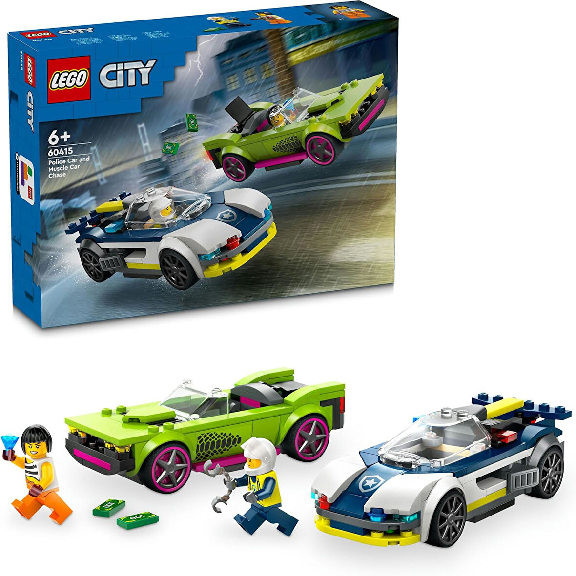 Lego City Polis Arabası Ve Spor Araba Takibi 60415-6 Yaş Ve Üzeri Çocuklar Için Polis Minifigürü İçe