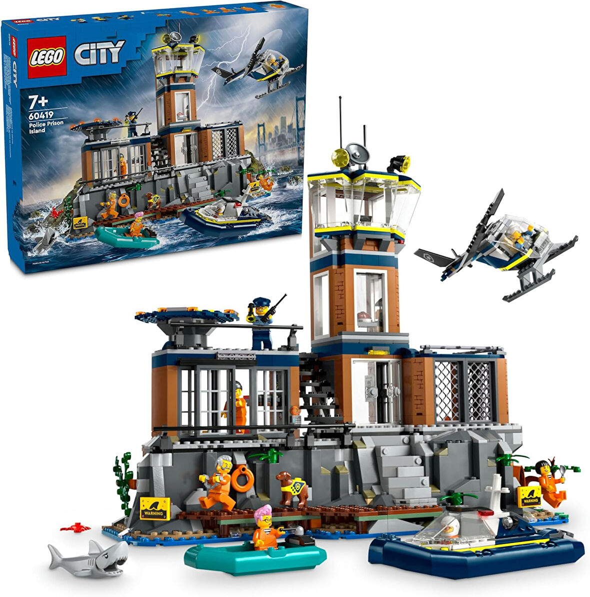 Lego City Polis Hapishane Adası 60419-7 Yaş Ve Üzeri Çocuklar Için Yaratıcı Polis Helikopteri İçeren