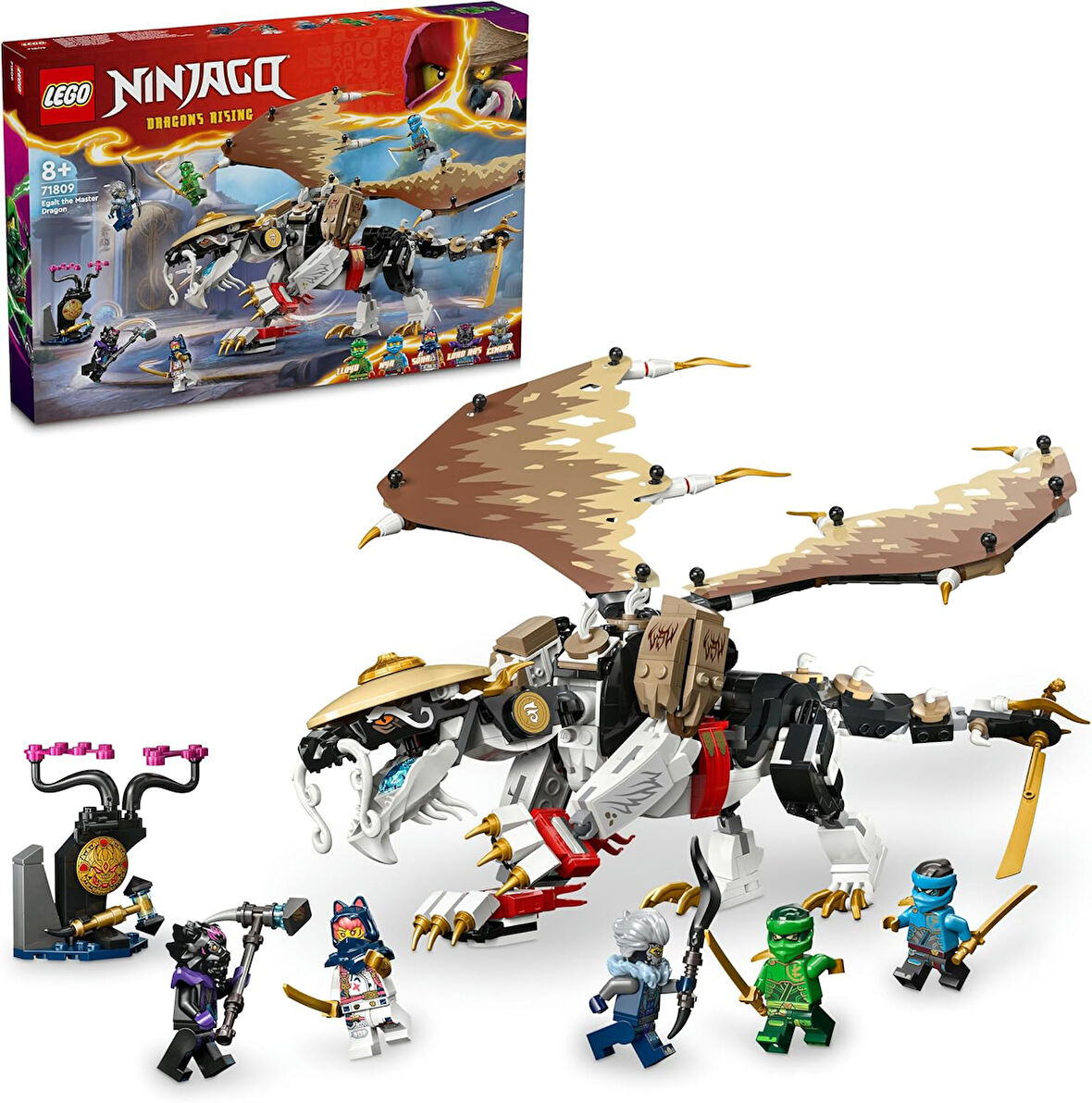 Lego Ninjago Usta Ejderha Egalt 71809-8 Yaş Ve Üzeri Çocuklar Için Lloyd, Sora, Nya, Lord Ras Ve Cin