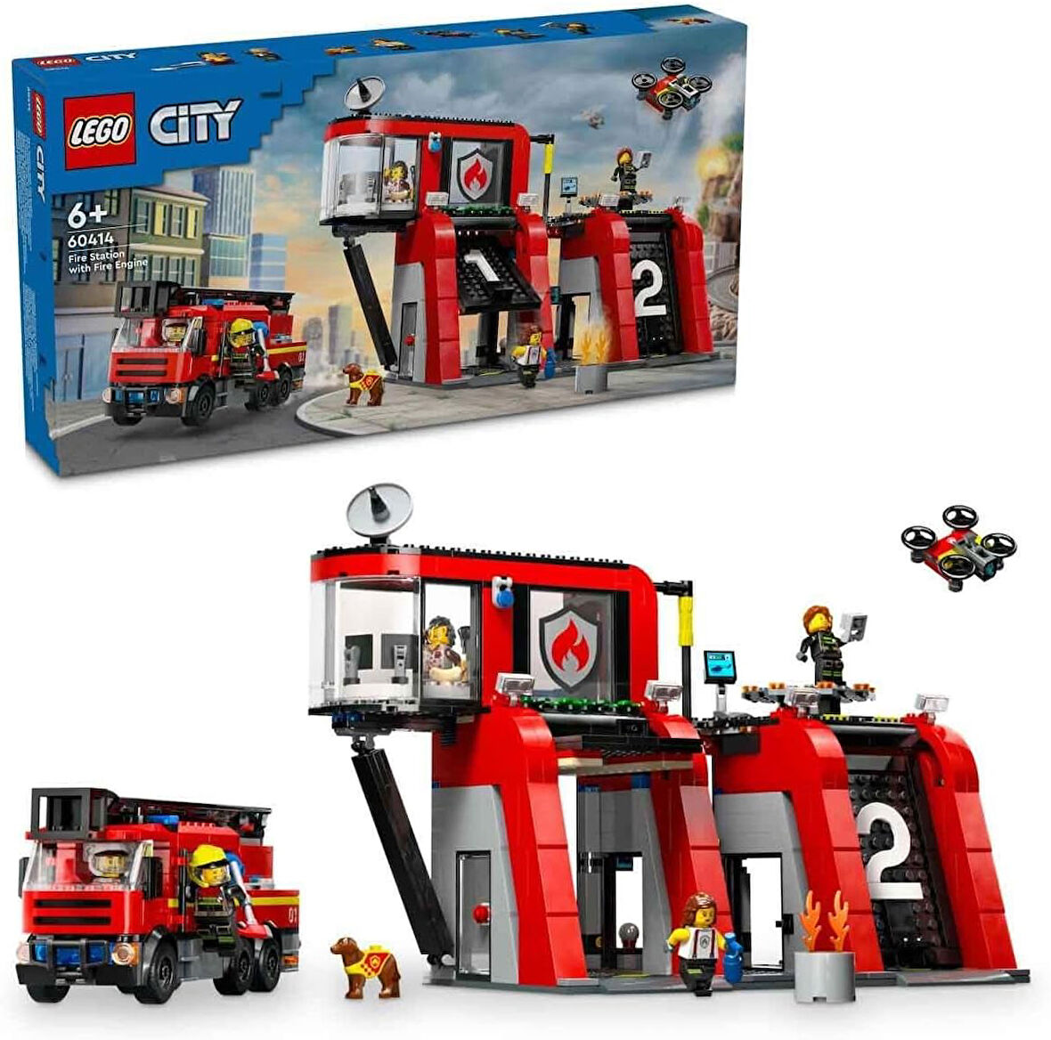 Lego City İtfaiye Kamyonlu İtfaiye Merkezi 60414-6 Yaş Ve Üzeri Çocuklar Için İtfaiye Garajı İçeren 