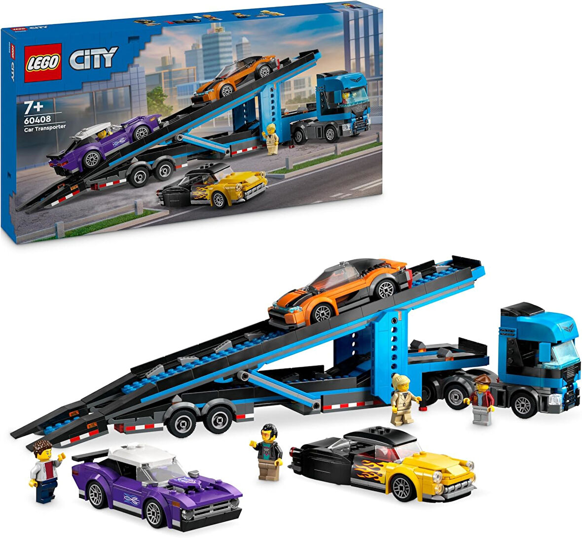 Lego City Spor Arabalı Araç Taşıma Kamyonu 60408-7 Yaş Ve Üzeri Çocuklar Için 4 Araç İçeren Yaratıcı
