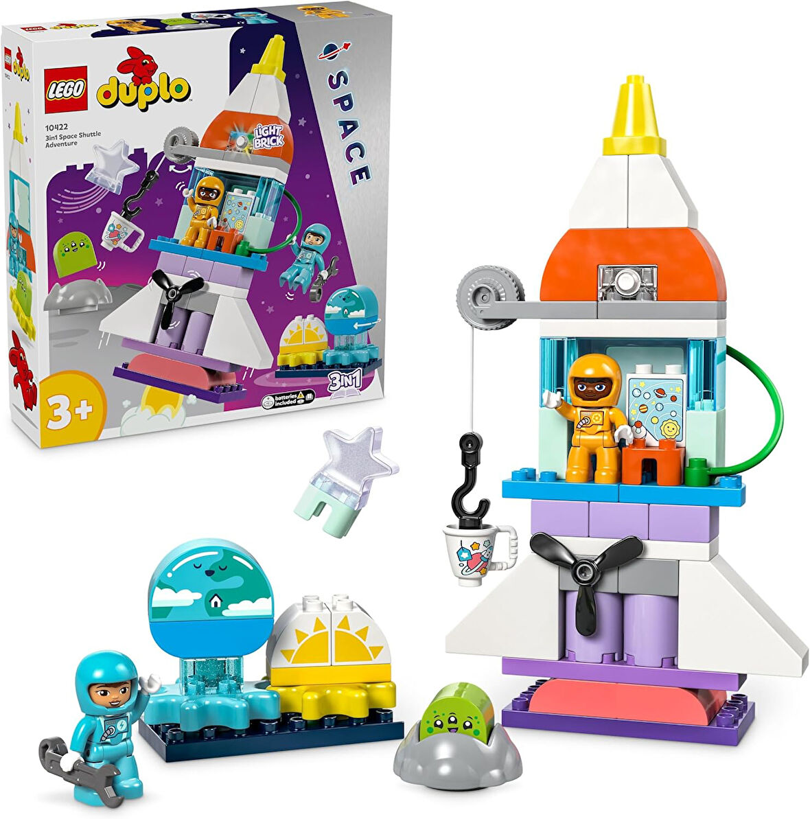 Lego Duplo 3’Ü 1 Arada Uzay Mekiği Macerası 10422-3 Yaş Ve Üzeri Çocuklar Için Astronot Minifigürü İ