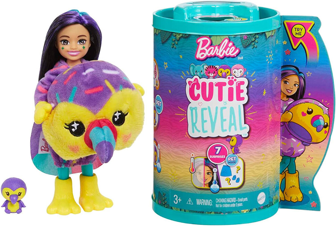 Barbie Cutie Reveal Bebekler Chelsea Tropikal Orman Serisi - Kuş, 3 Yaş Ve Üzeri, Hkr16