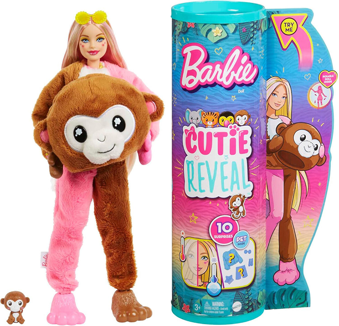 Barbie Cutie Reveal Bebekler Barbie Tropikal Orman Serisi - Maymun, 3 Yaş Ve Üzeri, Hkr01