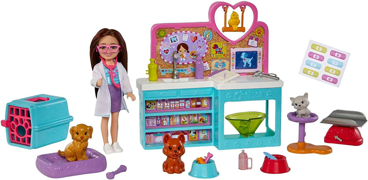 Barbie Chelsea Meslekleri Öğreniyor Veteriner Oyun Seti, 3 Yaş Ve Üzeri, Hgt12