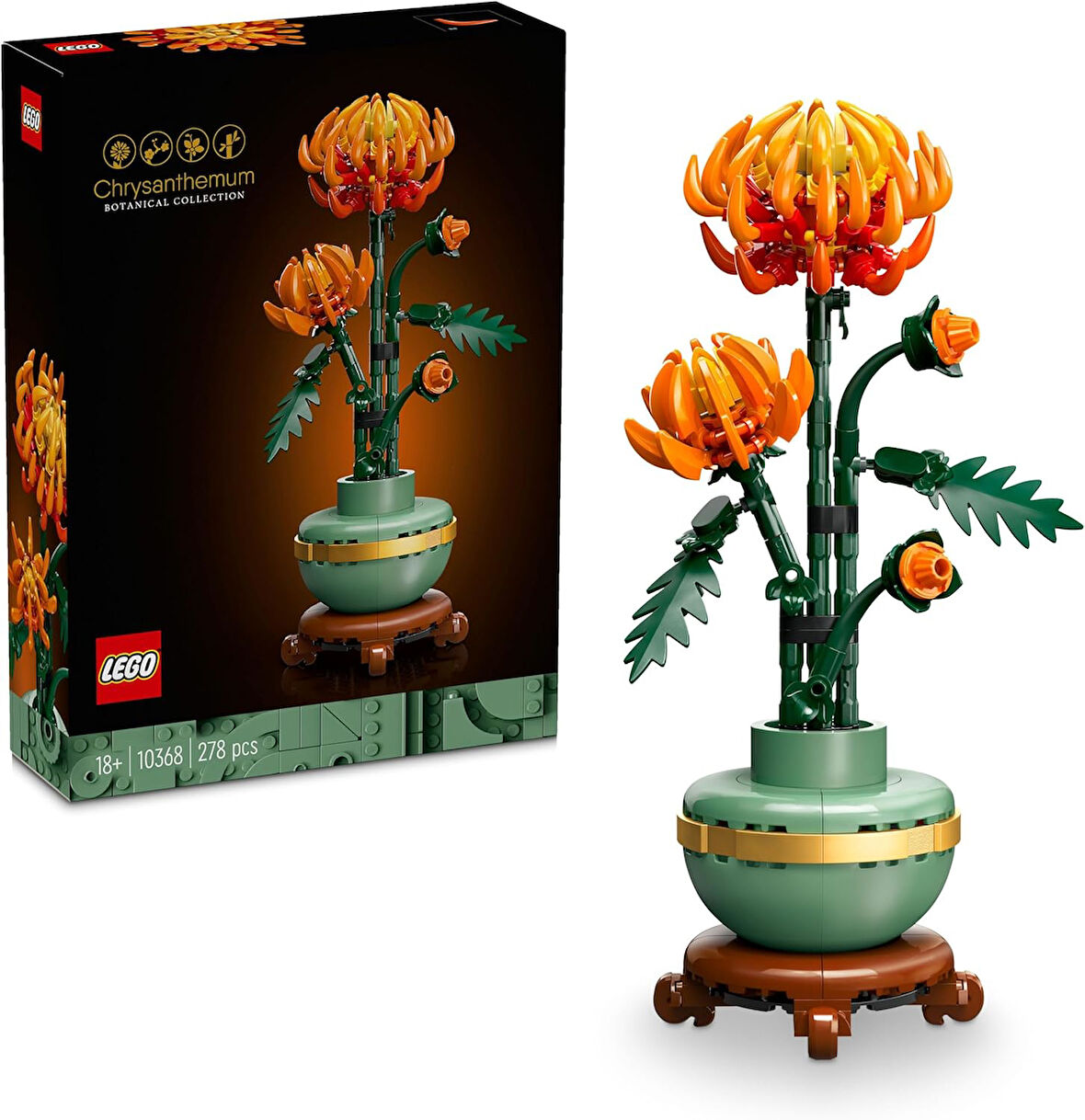 Lego Icons Krizantem 10368 - Yetişkinler Için Dekoratif Kasımpatı Çiçeği Yapım Seti (278 Parça)