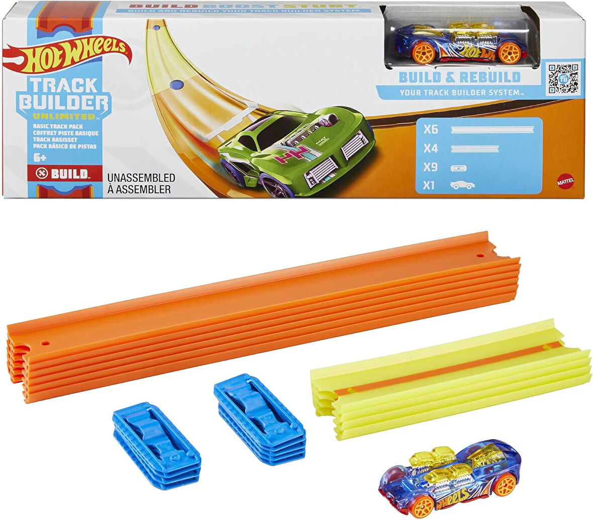 Hot Wheels Track Builder Temel Pist Seti, 10 Adet Pist Parçası, 9 Adet Pist Bağlantı Parçası Ve Bir 