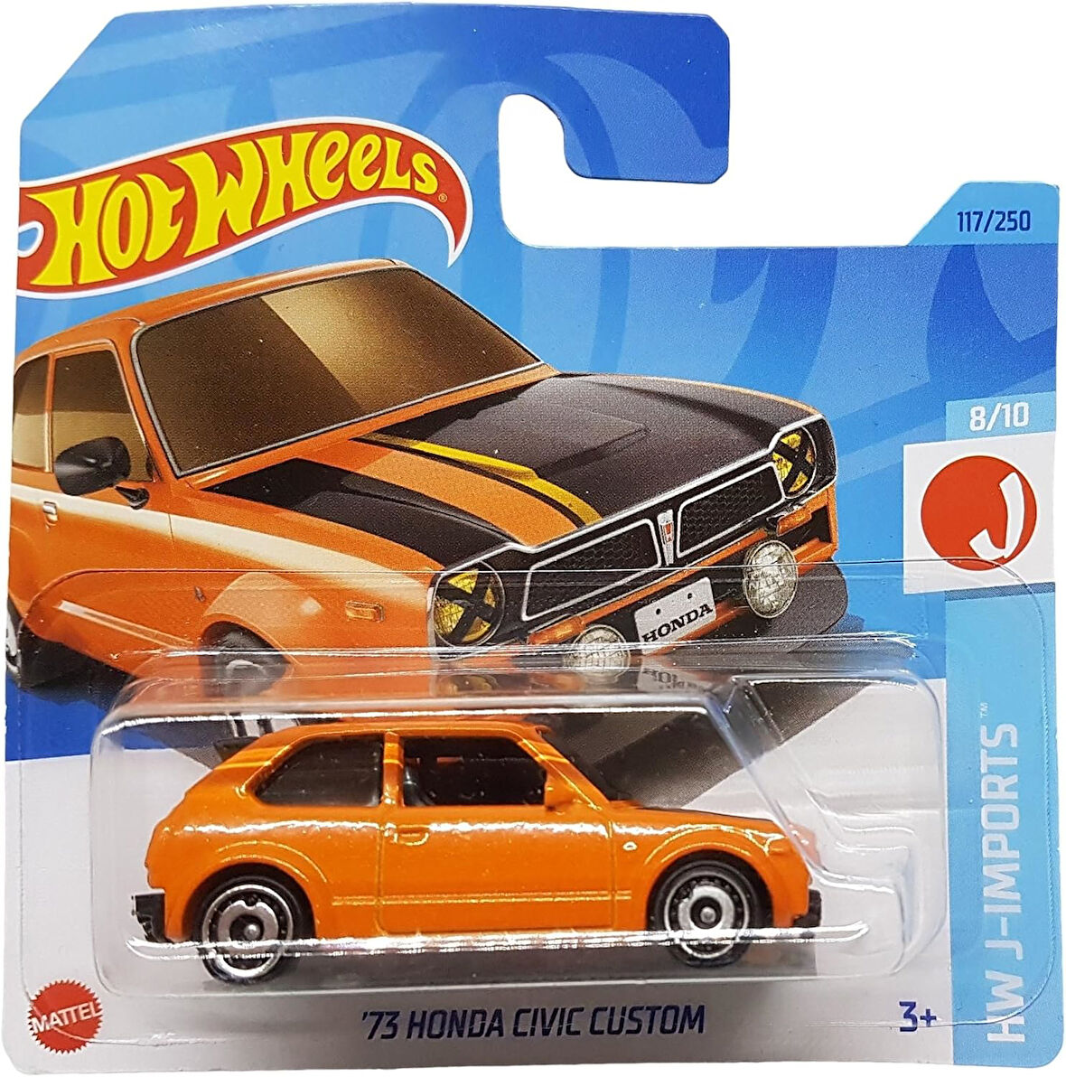 Hot Wheels - ´73 Honda Civic Custom - Hw J-Imports 8/10 - Hkk67 - Short Card - Turuncu - Mattel 2023