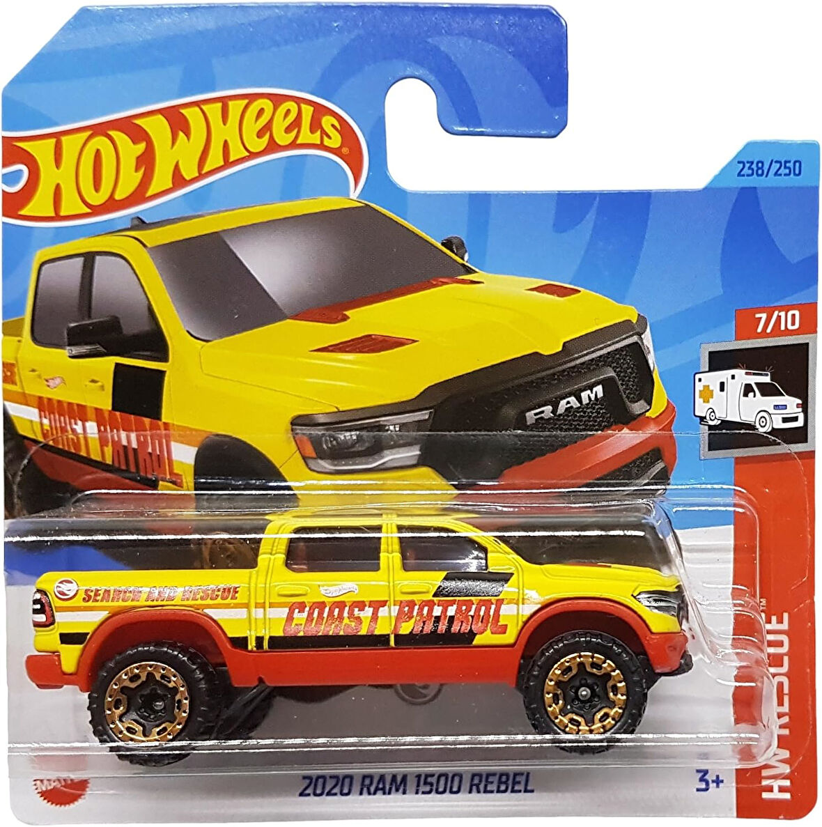 Hot Wheels - 2020 Ram 1500 Rebel - Hw Rescue 7/10 - Hkl04 - Short Card - Treasuere Hunt - Acil Durum