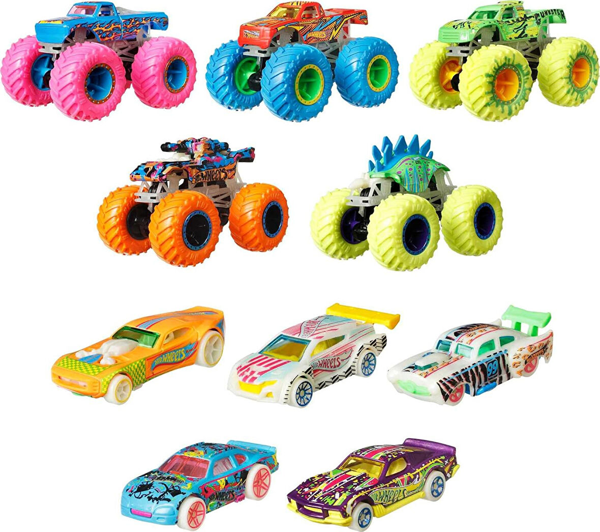 Hot Wheels Monster Trucks Karanlıkta Parlayan Araçlar Paketi, 3 Yaş Ve Üzeri, Hcb57
