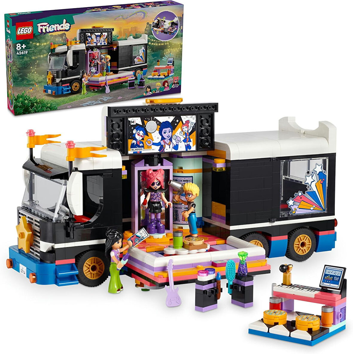 Lego Friends Pop Star Müzik Turne Otobüsü 42619-8 Yaş Ve Üzeri Çocuklar Için Yaratıcı Oyuncak Yapım 