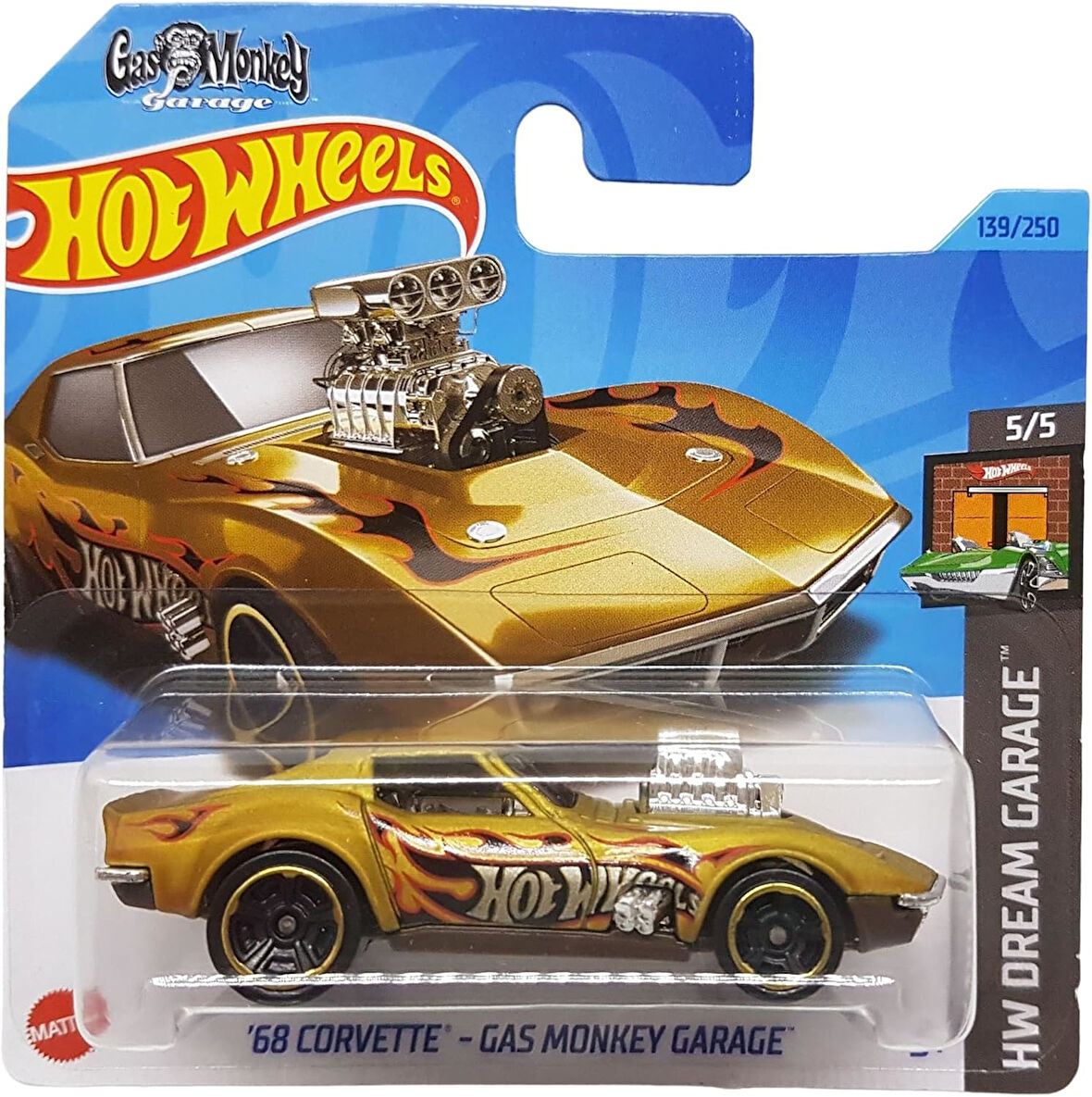 Hot Wheels - ´68 Corvette - Gas Monkey Garage - Hw Dream Garage 5/5 - Hkh23 - Short Card - Gold Meta
