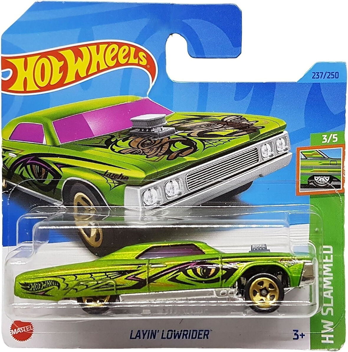 Hot Wheels - Layin´Lowrider - Hw Slammed 3/5 - Hkj08 - Short Card - Açık Yeşil Metalik - Mattel 2023