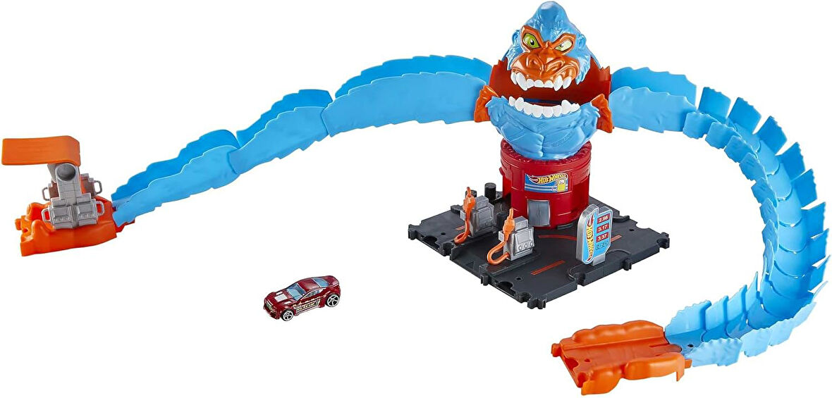Hot Wheels Hdr30 – Gorilla Saldırısı, 1 Hot Wheels Araba, Diğer Setlere Bağlanabilir, Benzin Istasyo