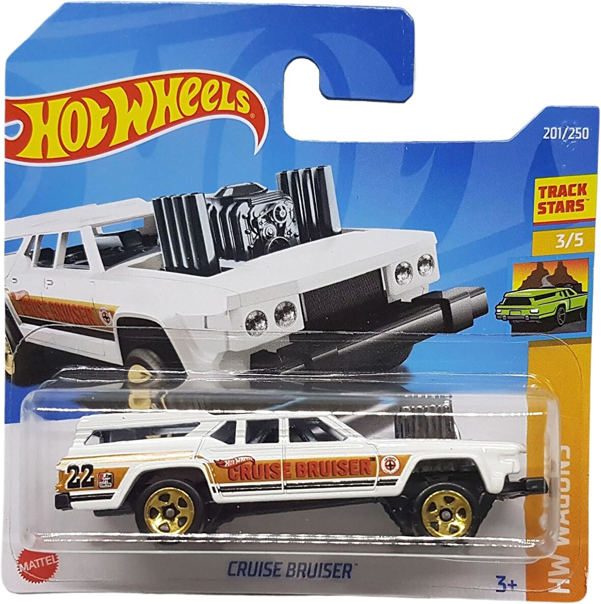 Hot Wheels - Cruise Bruiser - Hw Wagons 3/5 - Hcx72 - Short Card - Track Stars - Beyaz - Mattel 2022
