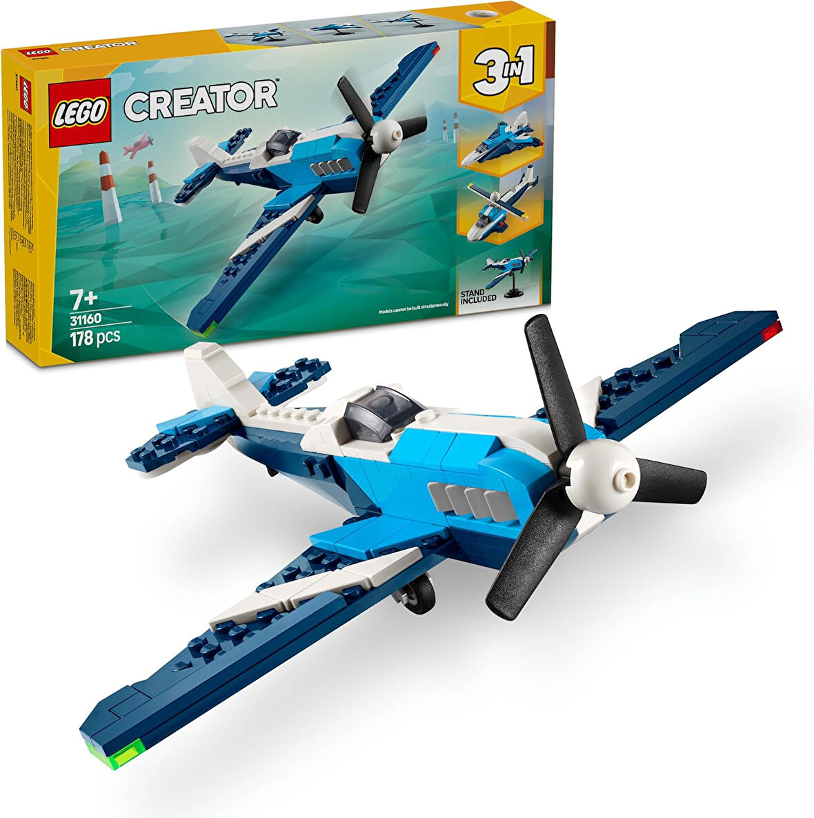Lego Creator 3’Ü 1 Arada Uçak: Yarış Uçağı 31160-7 Yaş Ve Üzeri Çocuklar Için Jet Veya Helikoptere D