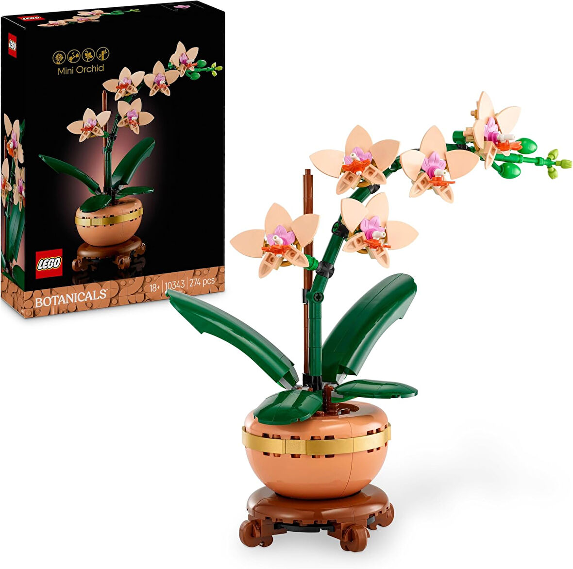 Lego Botanicals Mini Orkide 10343 – Açık Renkli Terakota Saksı Ve Ahşap Efektli Kaide İçeren Yetişki
