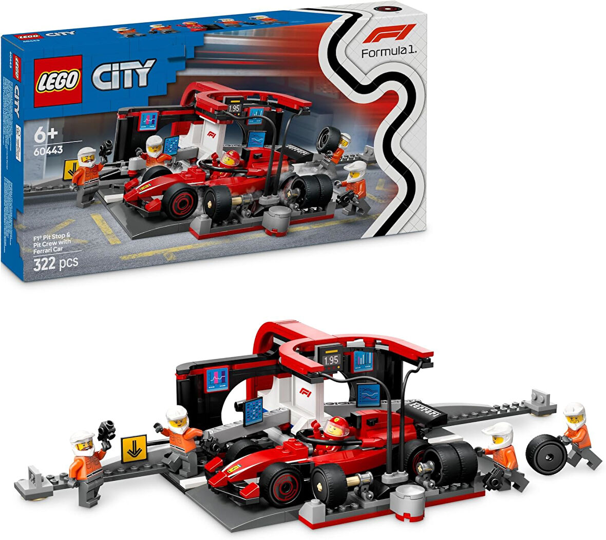 Lego City Ferrari Arabalı F1 Pit Stop Ve Pit Ekibi 60443-6 Yaş Ve Üzeri Çocuklar Için Yarış Arabası 