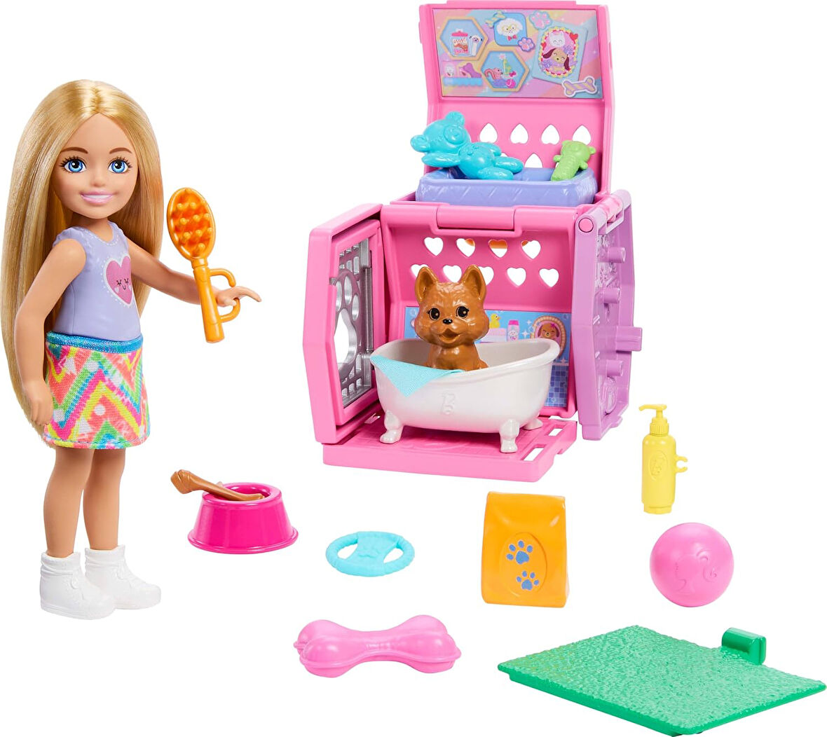 Barbie® Chelsea Köpekçiğin Taşıma Çantası Oyun Seti, 3Y+, Jdf89