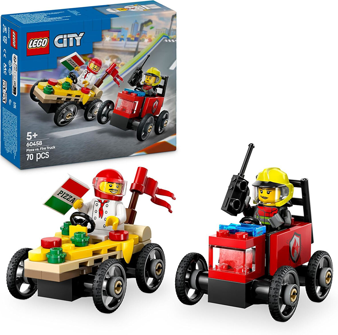 Lego City Pizza Arabası İtfaiye Kamyonuna Karşı Yarış Arabası Paketi 60458-5 Yaş Ve Üzeri Çocuklar I