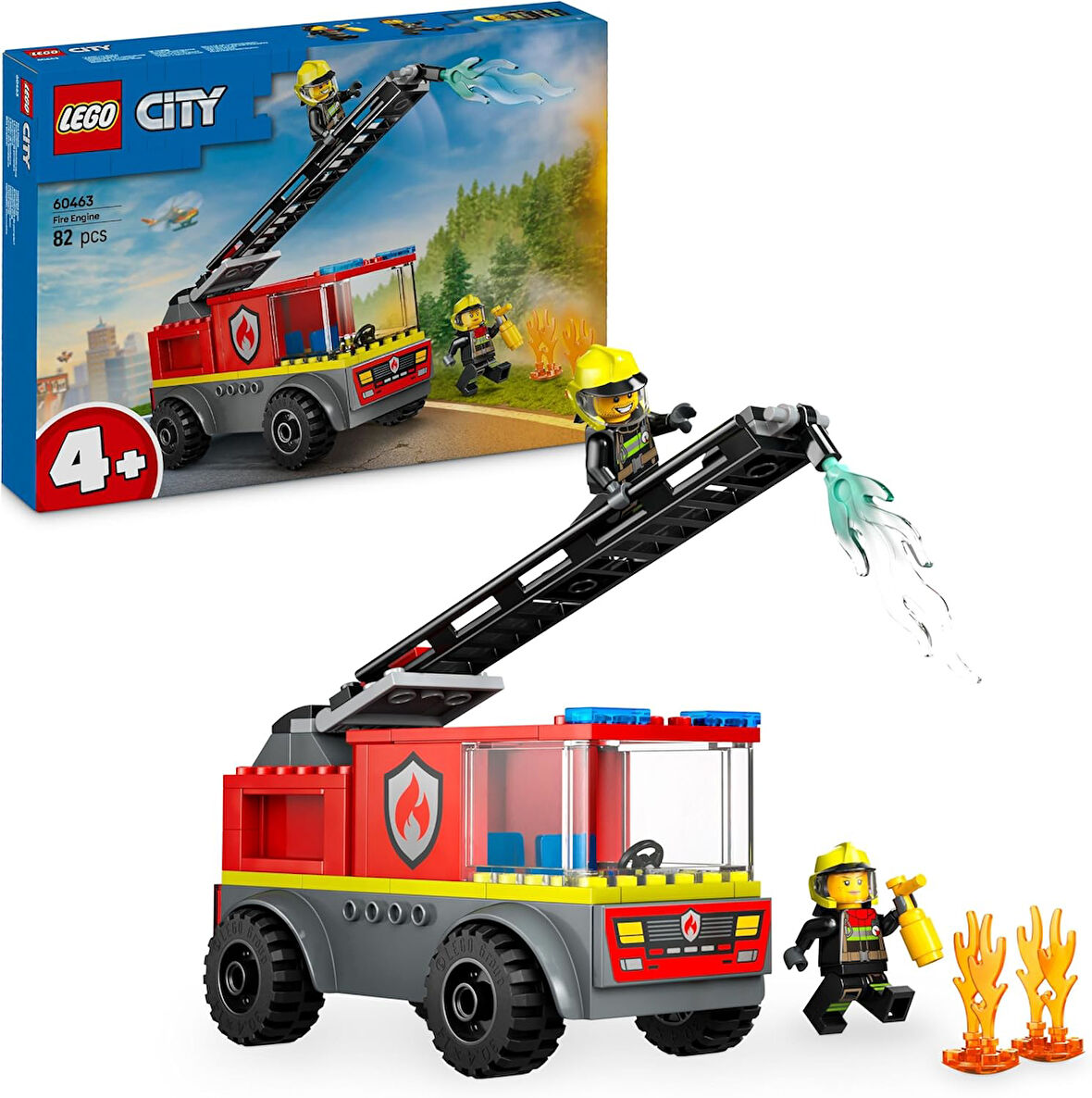 Lego City Merdivenli İtfaiye Kamyonu 60463-4 Yaş Ve Üzeri Çocuklar Için Yaratıcı Oyuncak Yapım Seti,