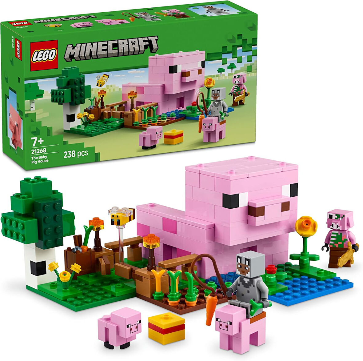 Lego Minecraft Yavru Domuz Evi 21268 – 7 Yaş Ve Üzeri Çocuklar Için Kahraman Figürü, Yaratıklar Ve O