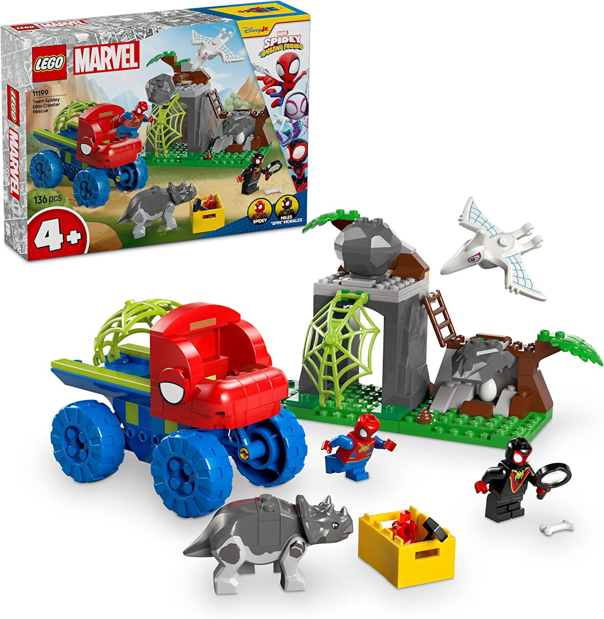 Lego Marvel Spidey Ve İnanılmaz Arkadaşları Spidey Ekibi Dinozor Kamyonlu Kurtarma 11199-4 Yaş Ve Üz