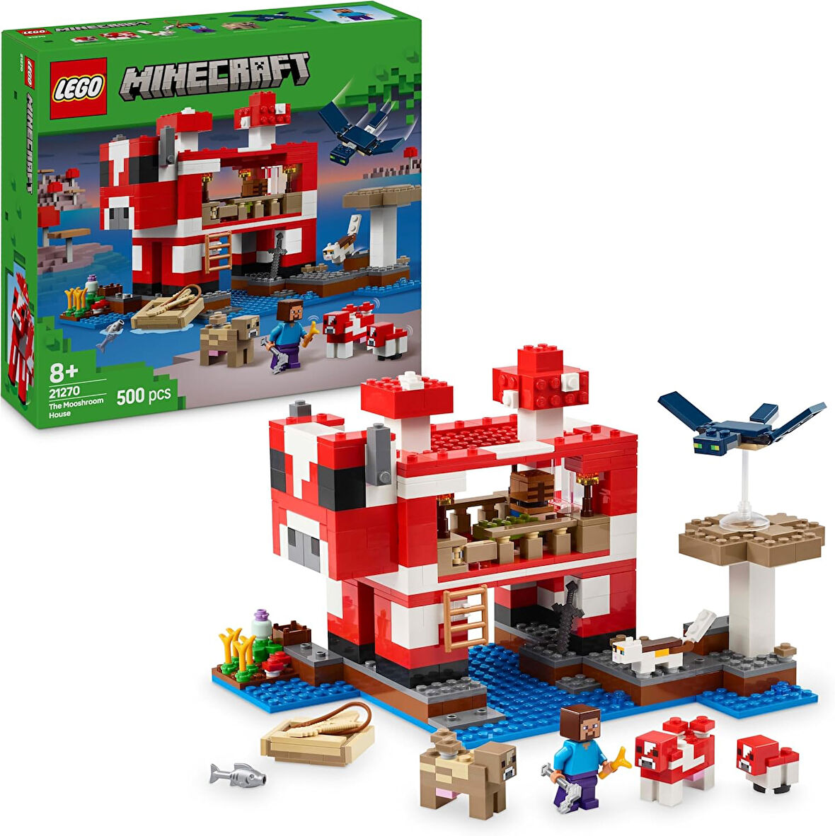 Lego Minecraft Moshroom Evi 21270 – 8 Yaş Ve Üzeri Erkek Ve Kız Çocuklar Için Mantar Tarlaları, Stev