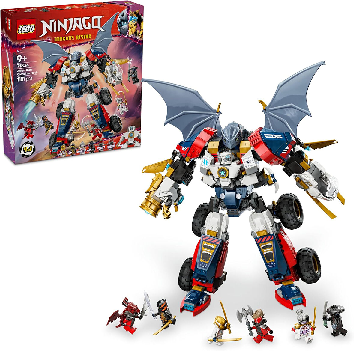 Lego Ninjago Zane’In Ultra Kombo Mech’I 71834-9 Yaş Ve Üzeri Çocuklar Için Araba, Jet Ve Ejderha İçe