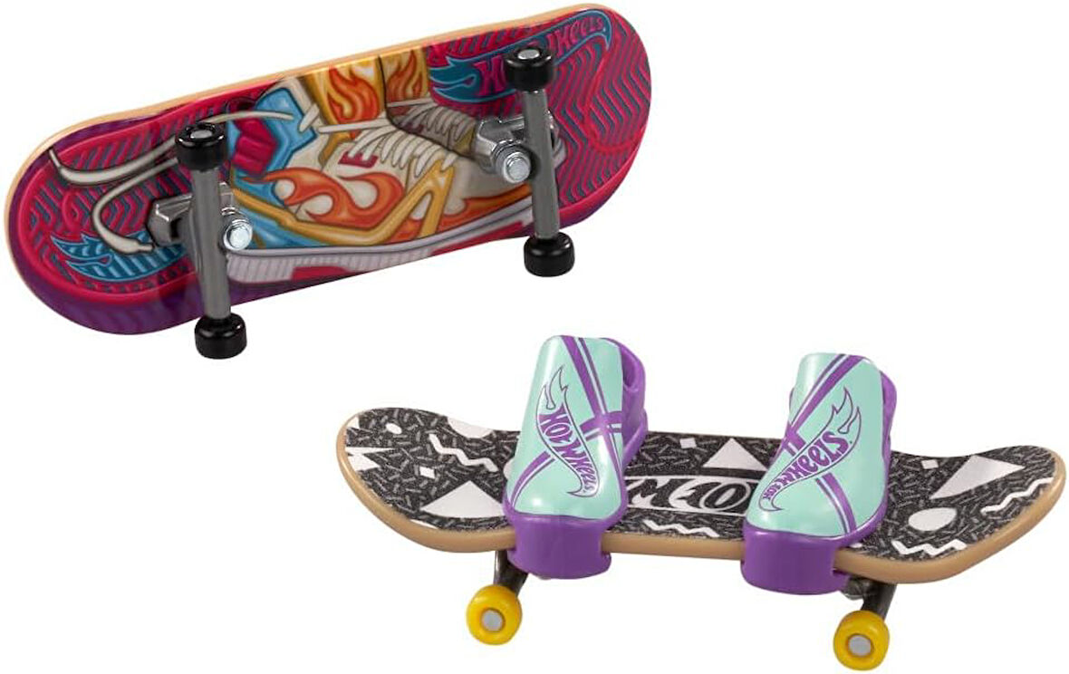 Hot Wheels Skate Retro Temalı İkili Parmak Kaykay Ve Ayakkabı Paketleri Hxl17-Hxl19