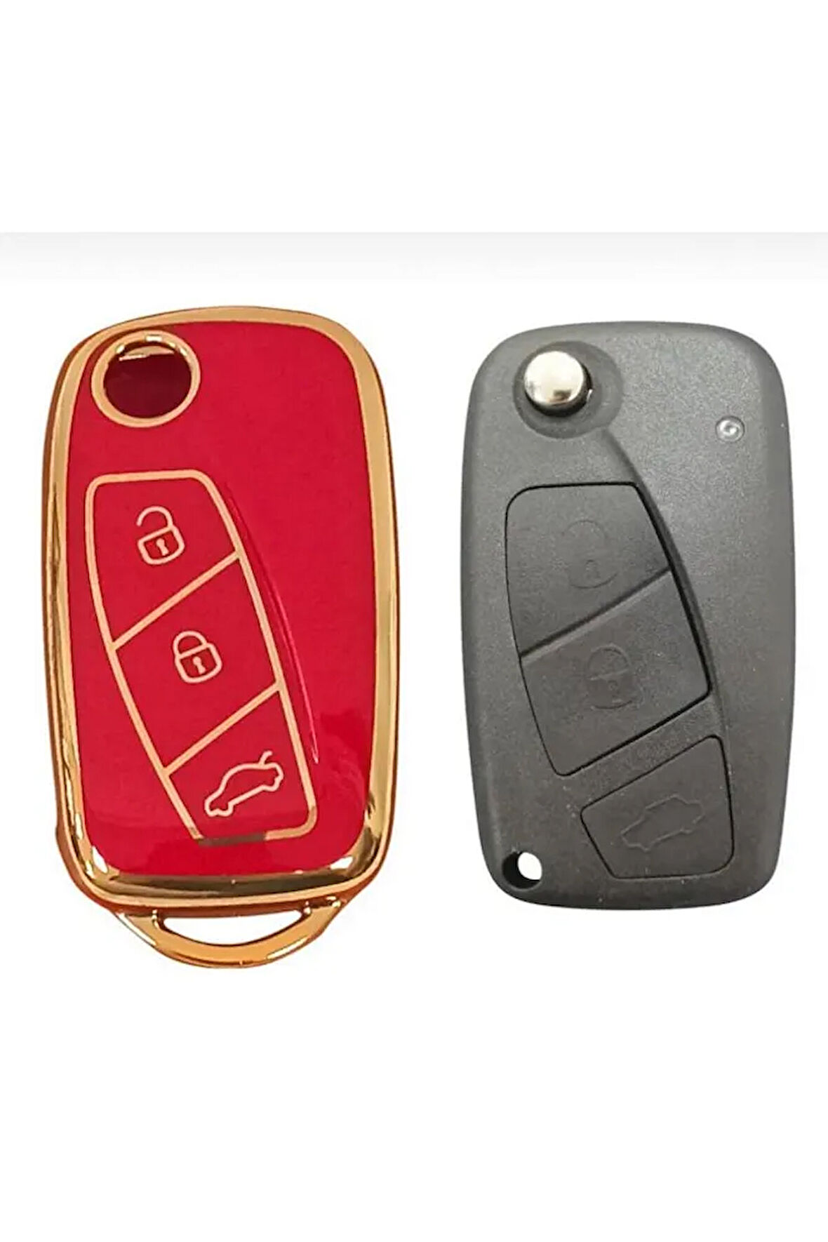 Fiat Fiorino Linea Ducato Boxer Sustalı Kırmzı Oto Anahtar Kumanda Koruma Kılıfı Oto Anahtarlık