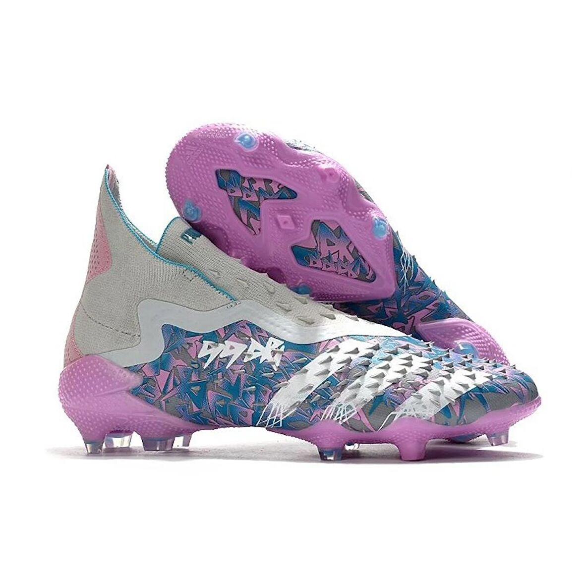 Predator Freak + FG Ayakkabı Gümüş Mavi Pembe