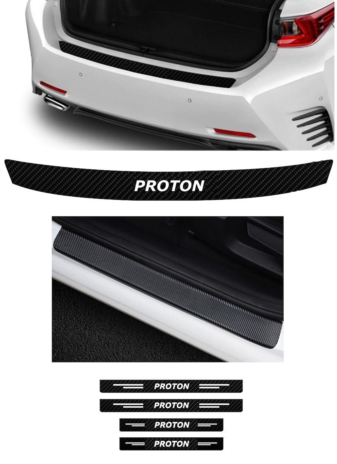 Proton Modelleri İçin Uyumlu Grafen Karbon Bagaj Koruyucu Ve Kapı Eşikleri Set