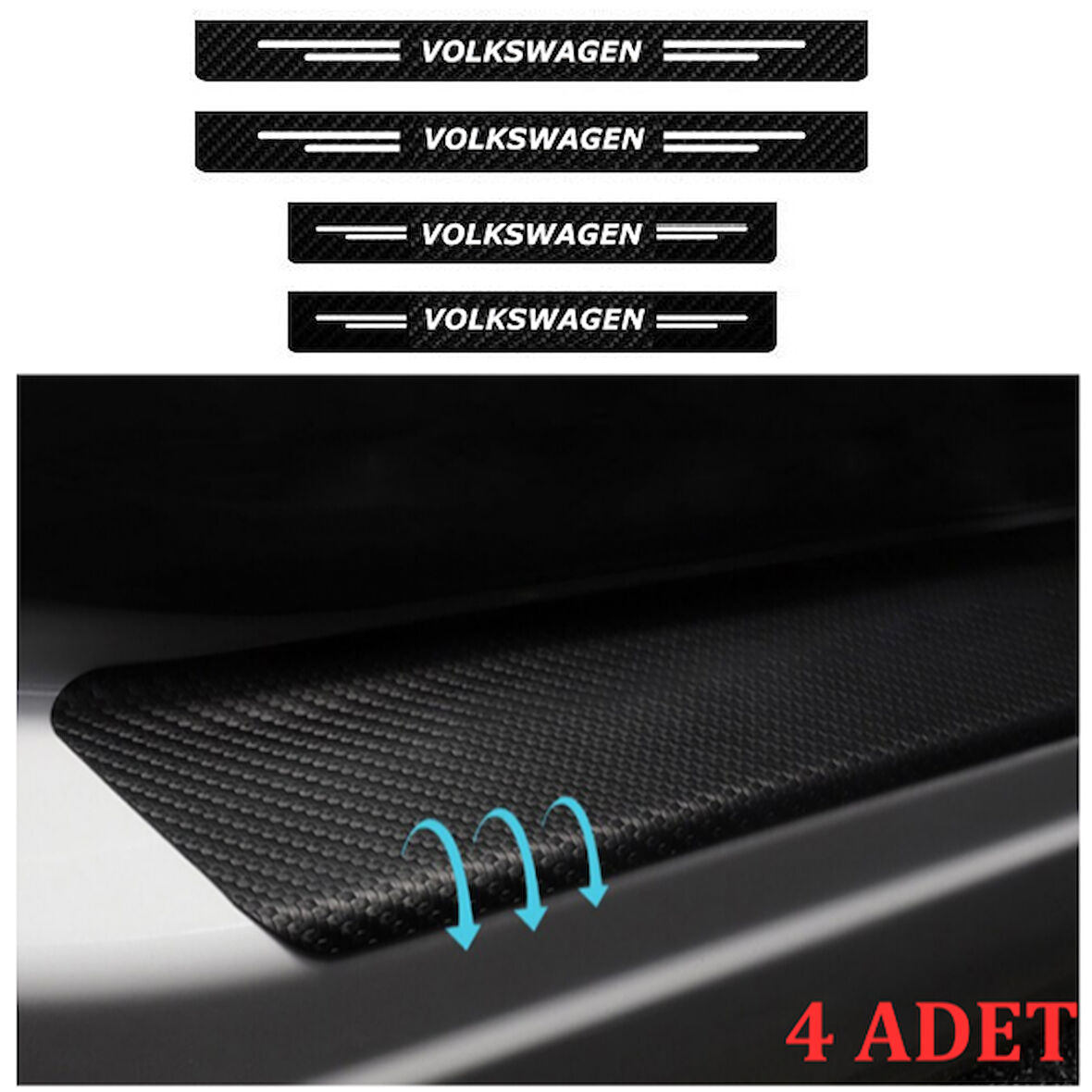 Volkswagen Jetta İçin Uyumlu Aksesuar Oto Kapı Eşiği Sticker Karbon 4 Adet