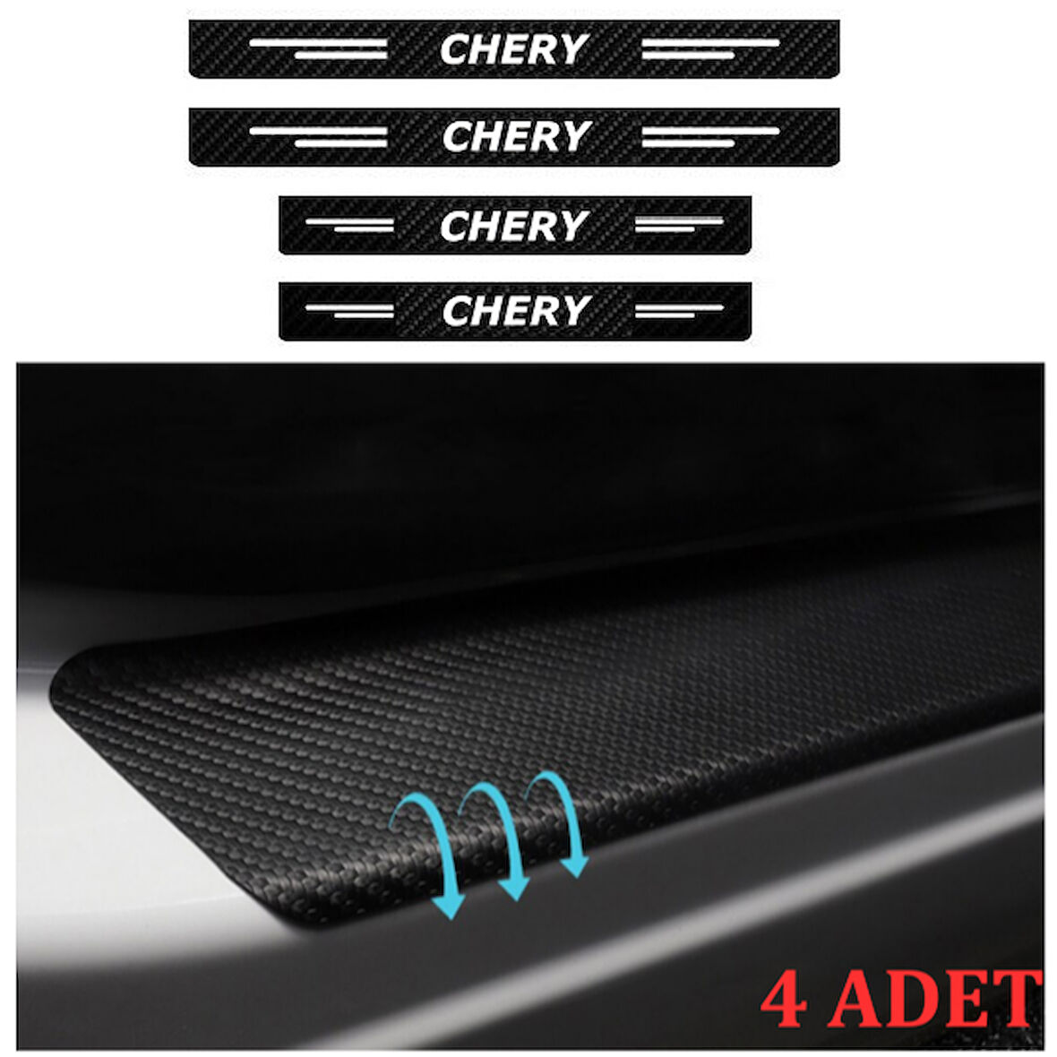 Chery Tiggo İçin Uyumlu Aksesuar Oto Kapı Eşiği Sticker Karbon 4 Adet