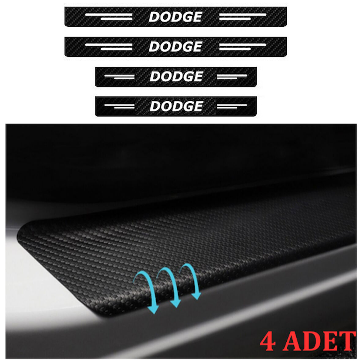Dodge Nitro İçin Uyumlu Aksesuar Oto Kapı Eşiği Sticker Karbon 4 Adet