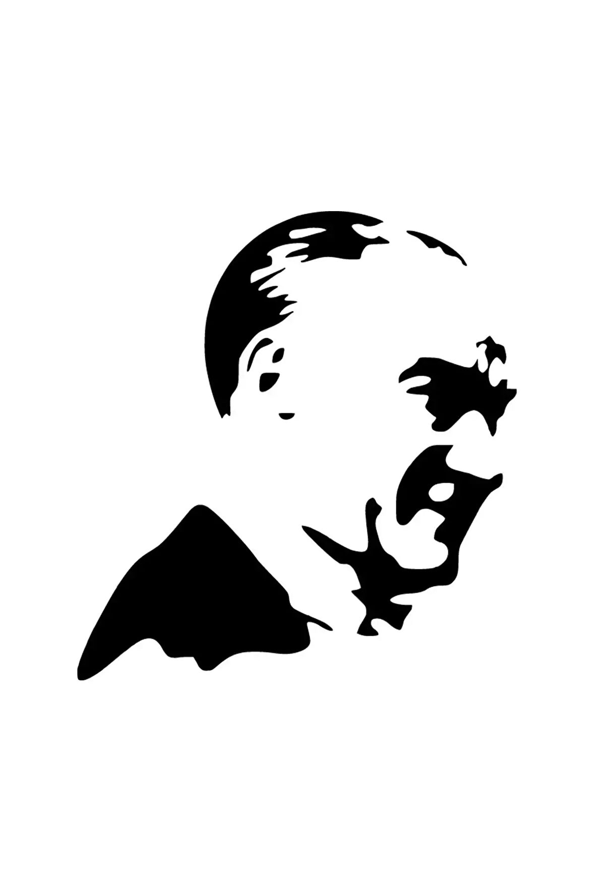 Atatürk Silüeti Sticker (Oto-Motor-Laptop-Duvar-Dekor) 10 x 11 cm