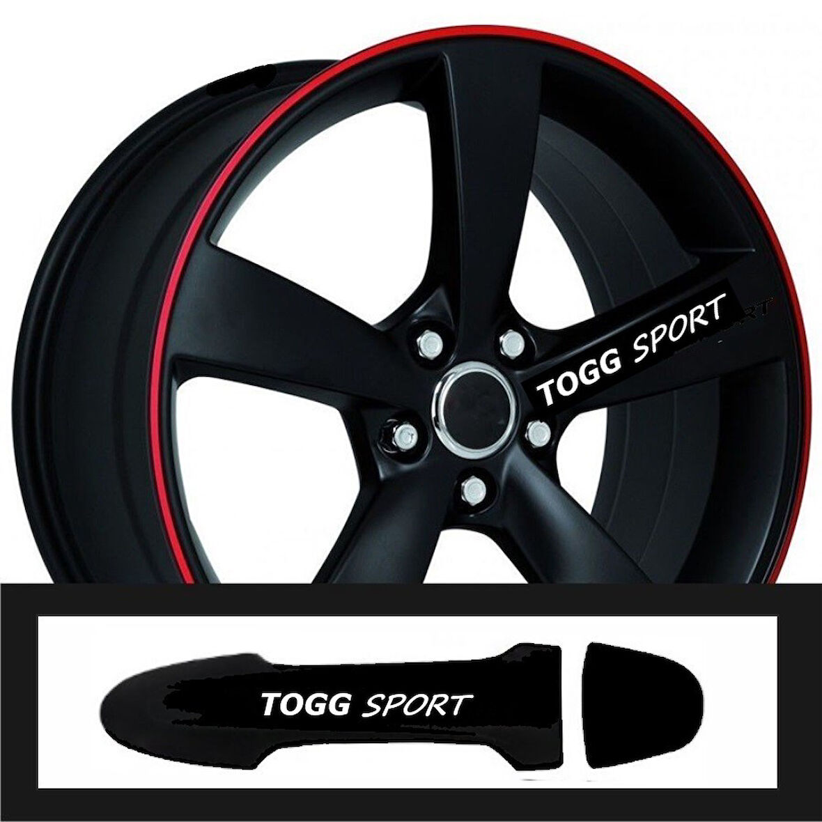 Togg Modelleri İçin Uyumlu Kapı Kolu /Jant Sticker Seti 10 Adet 10 x 1,5 cm