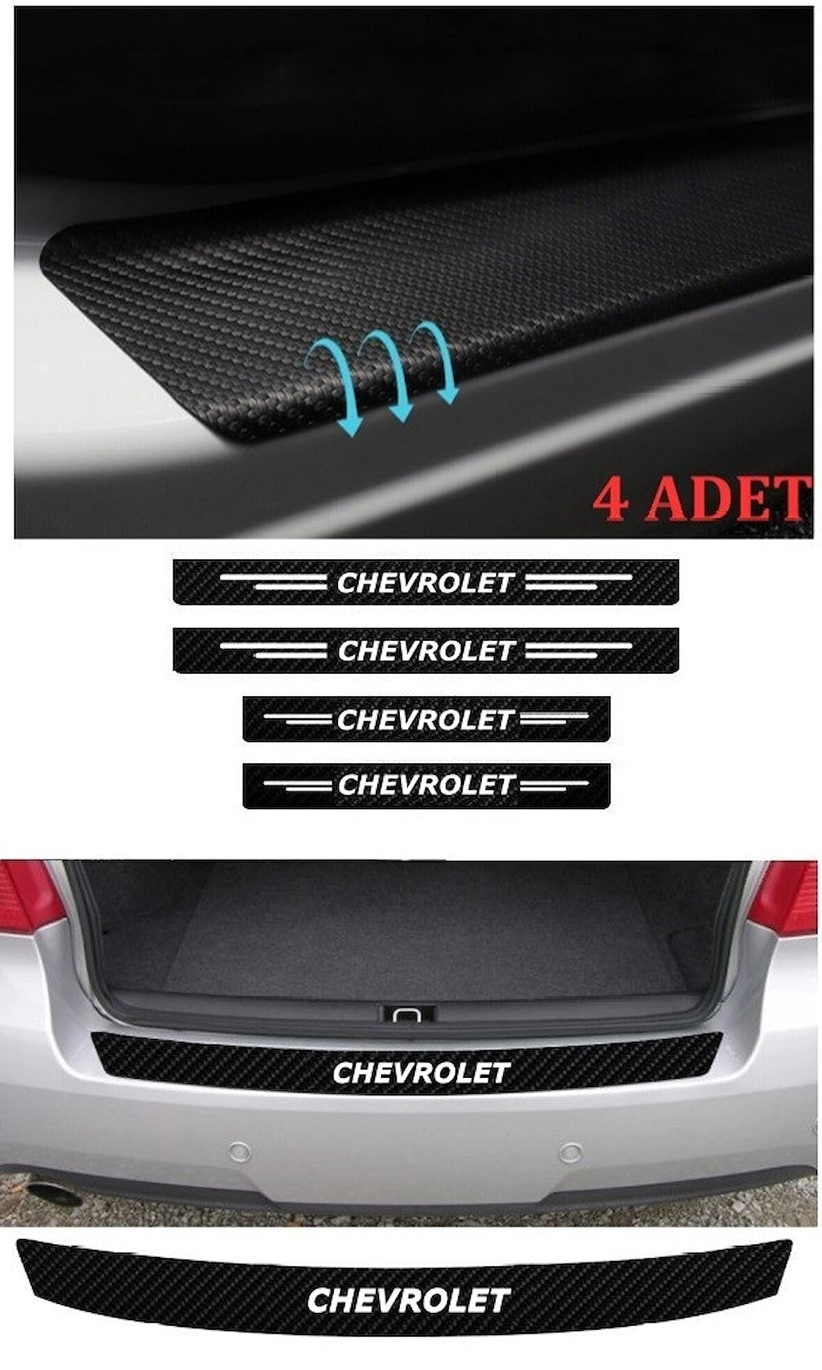 Chevrolet Cruze İçin Uyumlu Aksesuar Oto Bagaj Ve Kapı Eşiği Sticker Seti Karbon