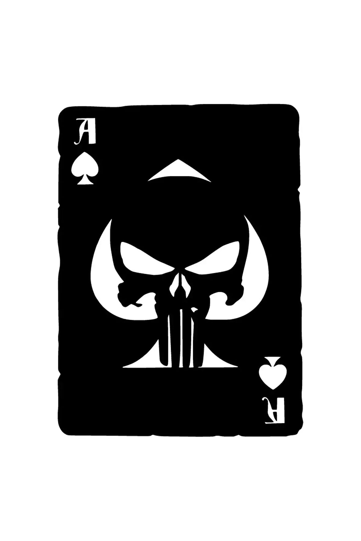 Punisher Maça As Sticker (Oto-Motor-Laptop-Duvar-Dekor) 20 x 28 cm