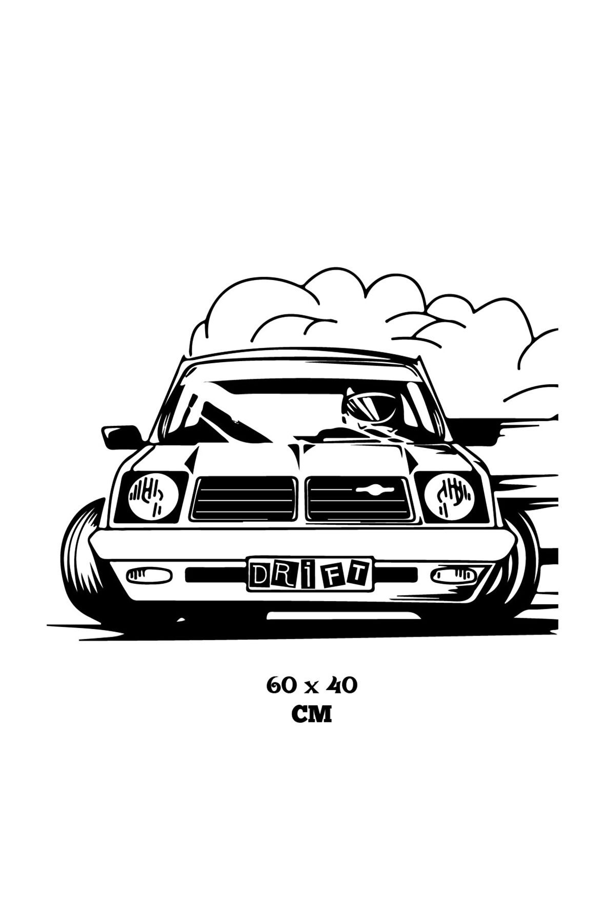 Drift Modifiyeli Araba Duvar Dekor  Sticker  60 x 40 cm