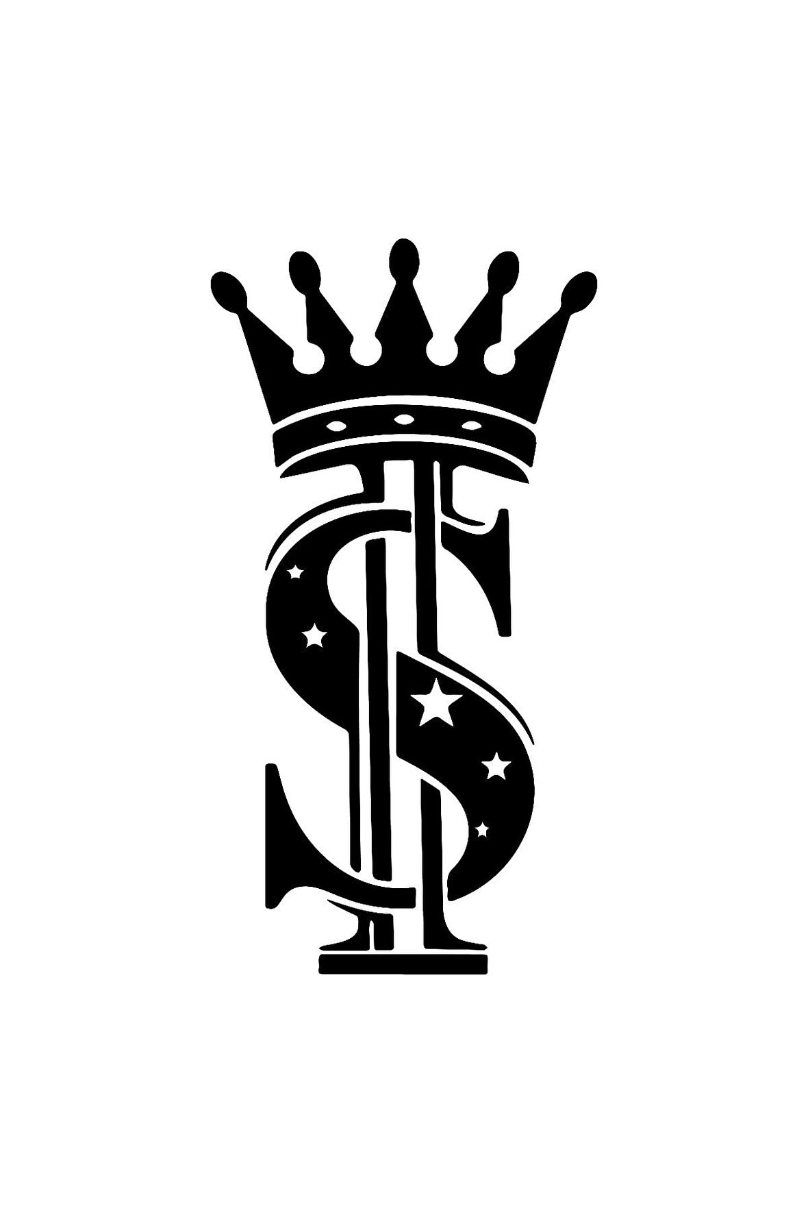 Kral Taçlı Dolar Işareti Sticker (Oto-Motor-Laptop-Duvar-Dekor) 30 x 18 cm