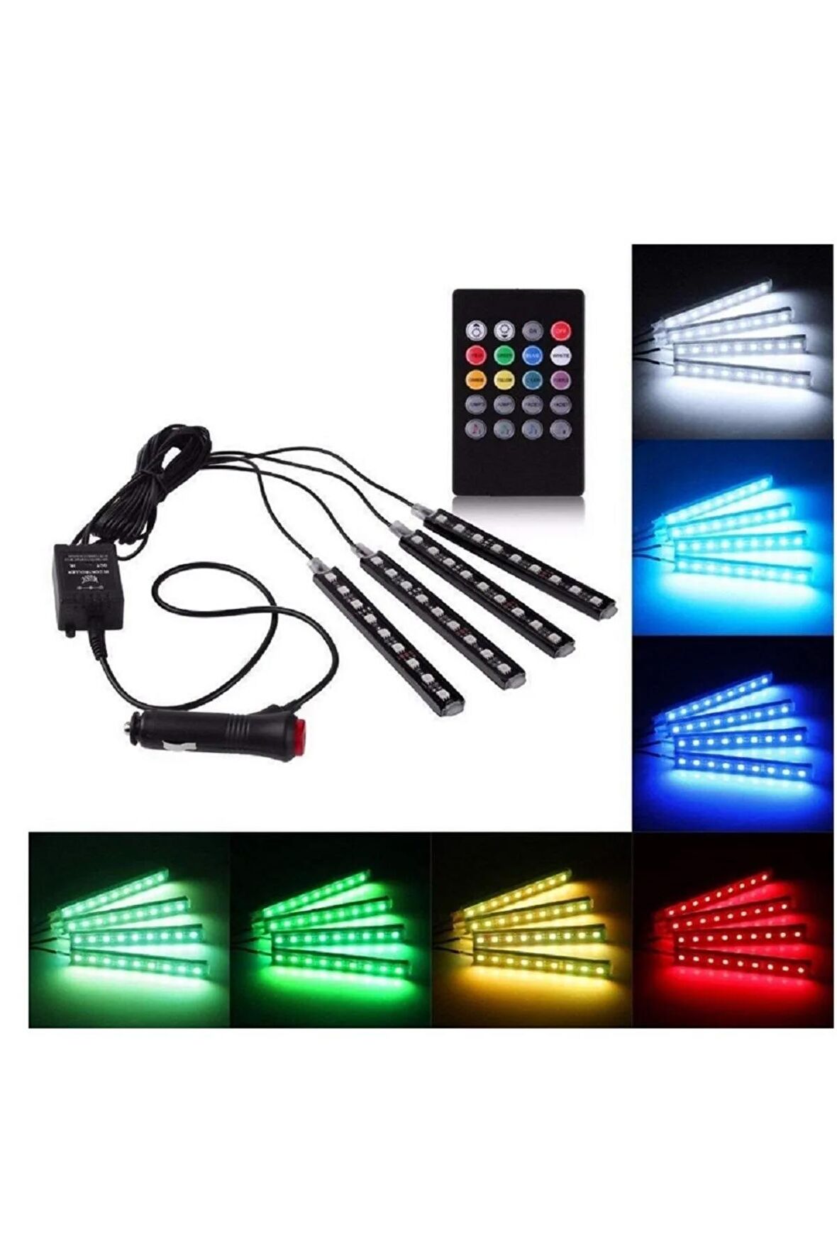 Araç İçi Ayak Altı Ambiyans Şerit 8 Renkli Kumandalı LED Işık